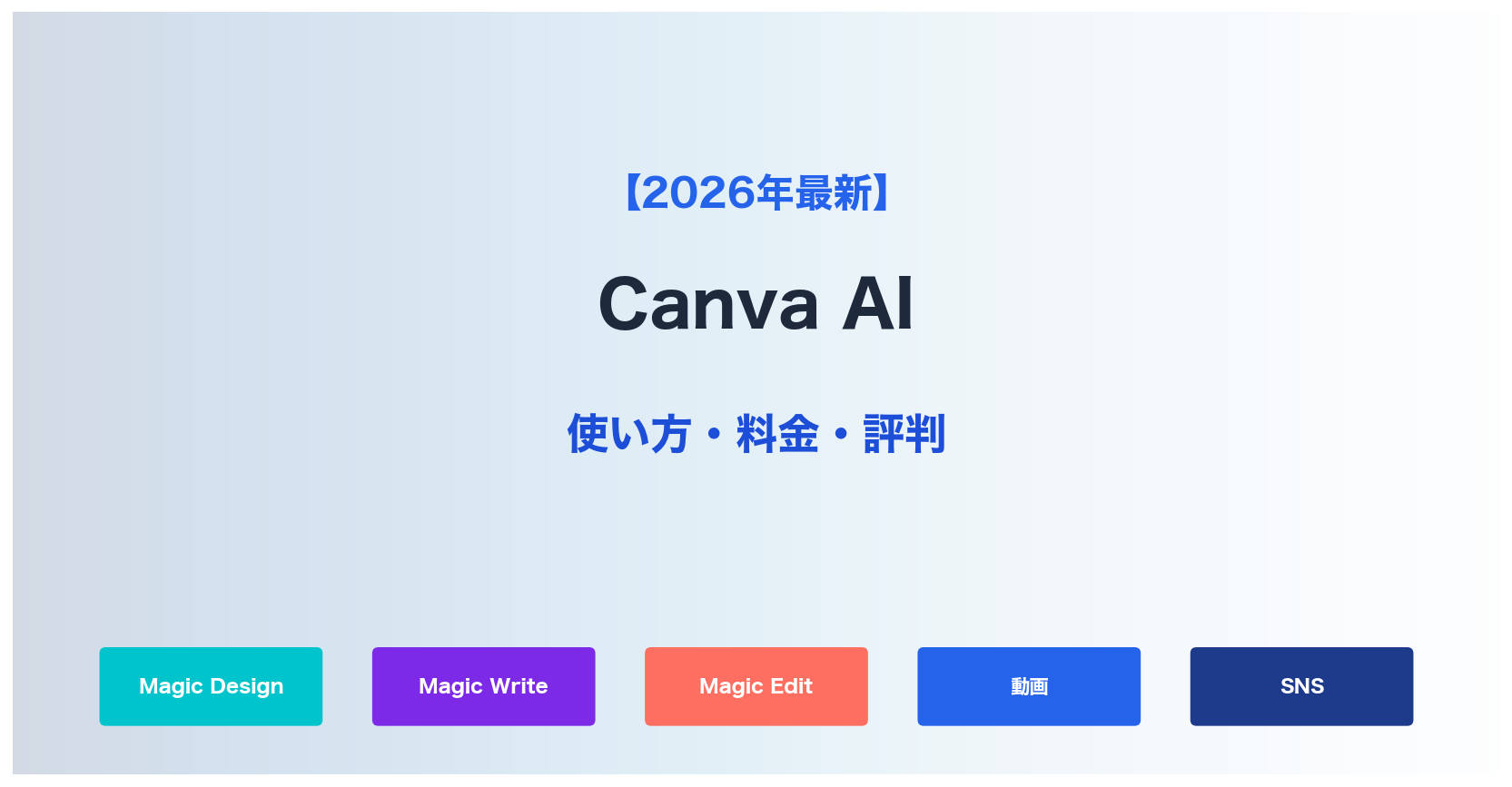 【2026年最新】Canva AIの使い方・料金｜Magic Designで誰でもプロ級デザイン