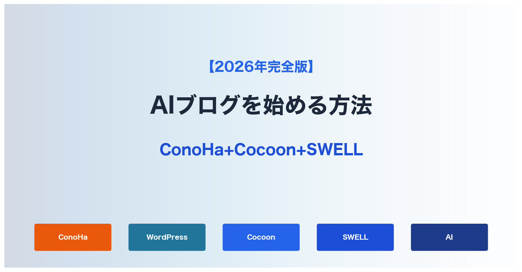 【2026年完全版】AIブログの始め方｜ConoHa＋Cocoonで月1,500円から始める初心者ガイド