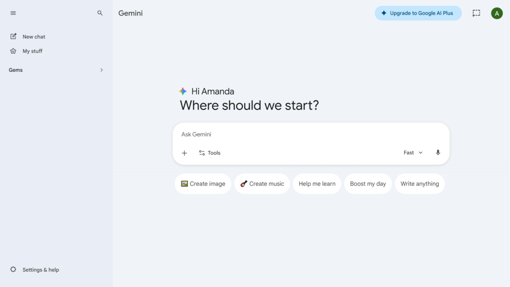 Google Gemini スクリーンショット